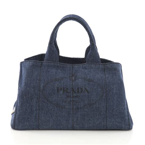 prada canapa tote black|prada canapa denim tote.